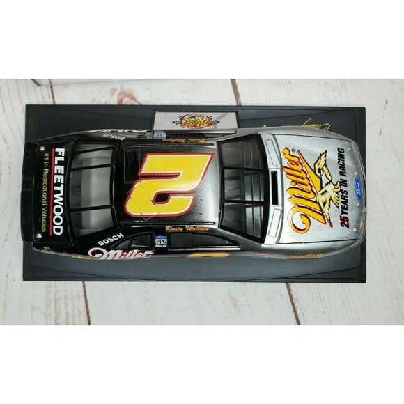 Rusty Wallace Miller #2 Goodyear Diecast Model Race Car with Display Case - Picture 11 of 12